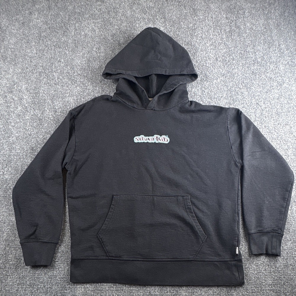 Levi's SilverTab Relaxed Fit Hoodie - Faded Black/Charcoal Retro Logo Men's L